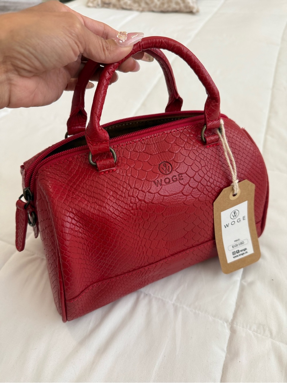Red Mini Textured Leather handbag/Crossbody Bag